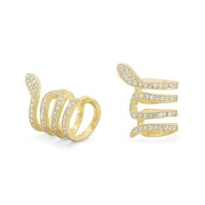 14 Karat Gold Plated Signity CZ Snake Ear Cuffs SET of TWO NWT